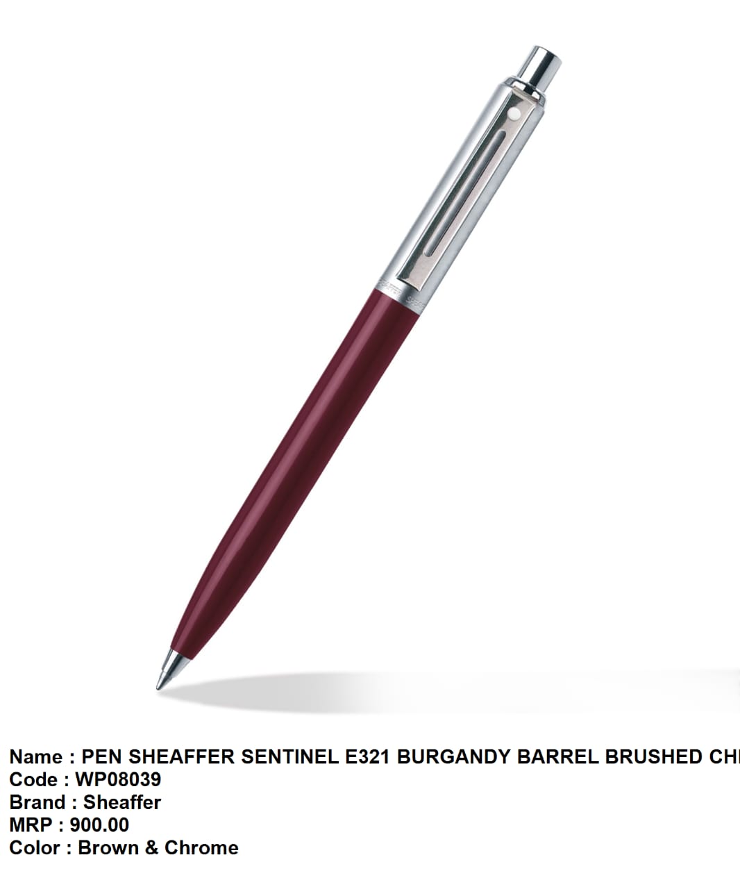 Pen sheaffer sentinel E321 burgandy barrel brushed chrome 